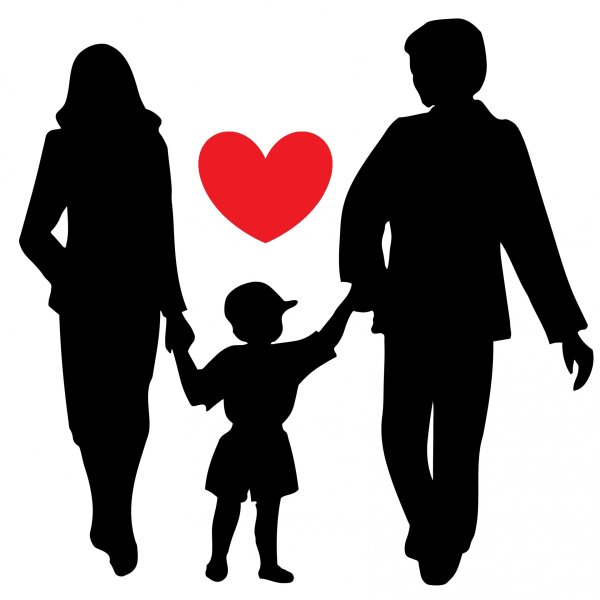 Силуэт родителей с ребенком