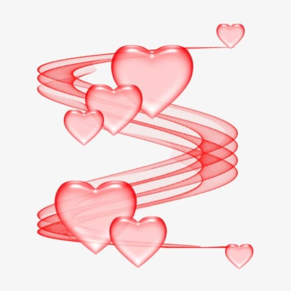 Прозрачные сердечки на прозрачном фоне