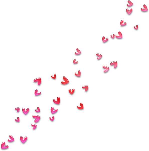 Россыпь сердечек на прозрачном фоне
