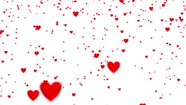 Летающие сердечки на прозрачном фоне