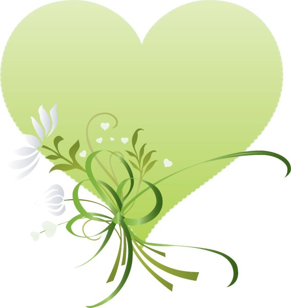 Зеленое сердечко на прозрачном фоне