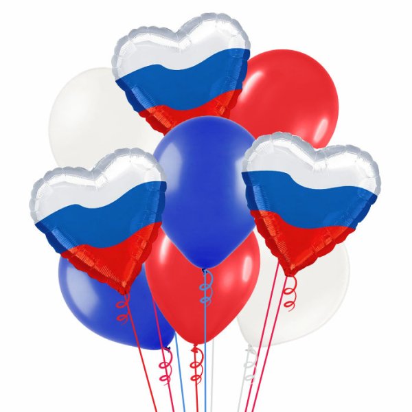 Шары сердечки Триколор