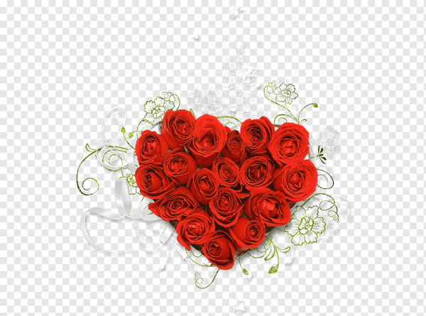 Сердце из цветов на прозрачном фоне