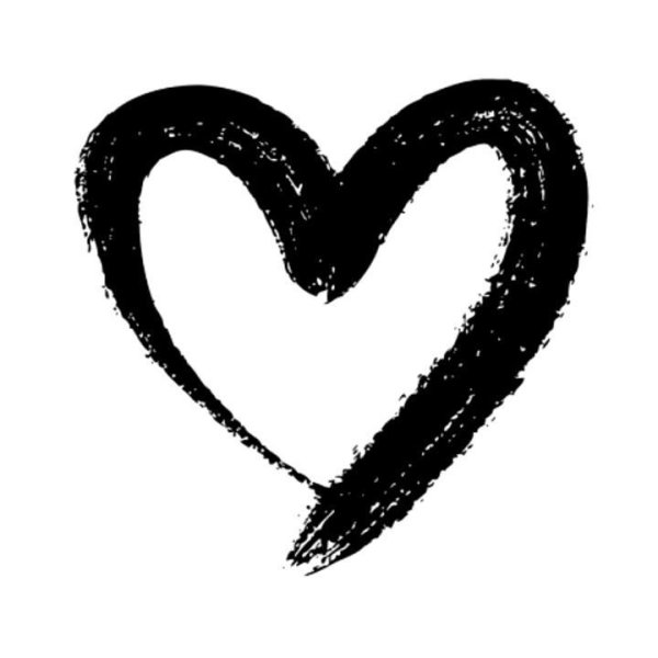 Сердечко белое с черным контуром