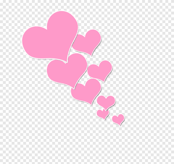 Розовые сердечки на прозрачном фоне