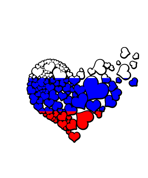 Российский флаг в виде сердца
