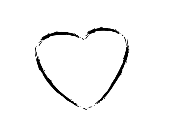 Сердце контур черный