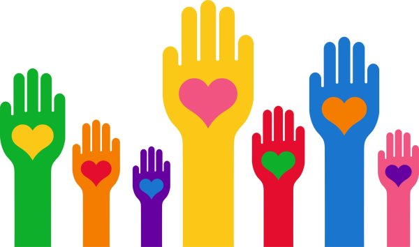 Руки с сердечком волонтеры