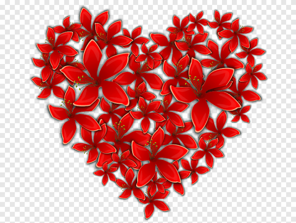 Сердечко из цветов на прозрачном фоне