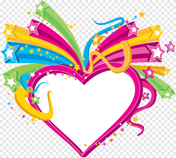 Разноцветные сердечки на прозрачном фоне