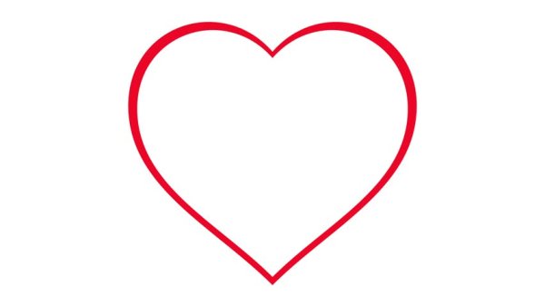 Сердечко красивое контур красный