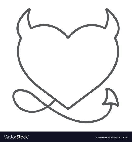 Сердечко с рожками контур