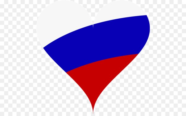 Флаг России в сердечке на прозрачном фоне
