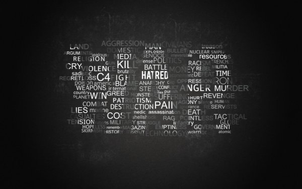 Много надписей на черном фоне