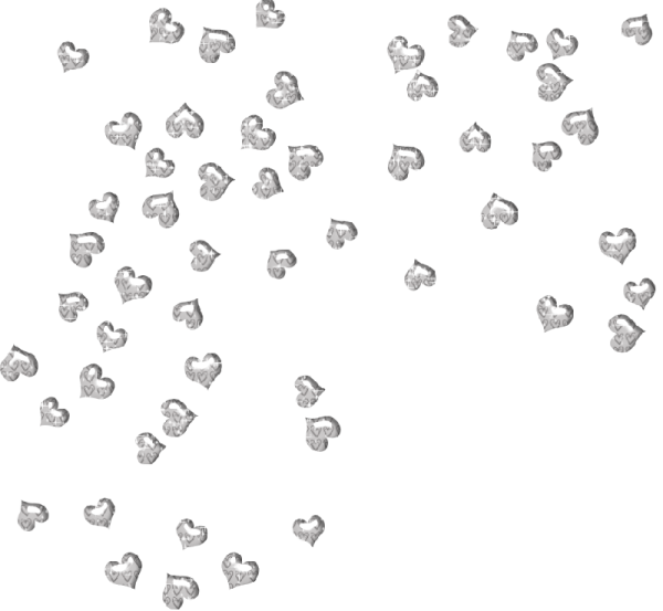 Россыпь мелких сердечек на прозрачном фоне