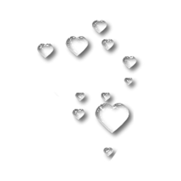 Белые сердечки на прозрачном фоне