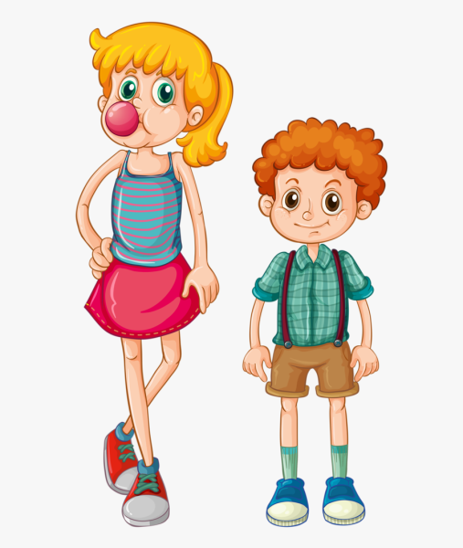 Мальчик и девочка на белом фоне