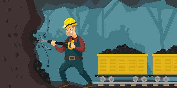 Рисунок Шахтера в шахте