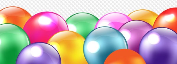 Шарики лежат на прозрачном фоне