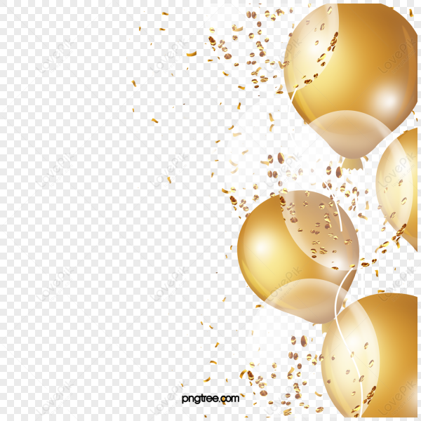 Золотые шары на прозрачном фоне