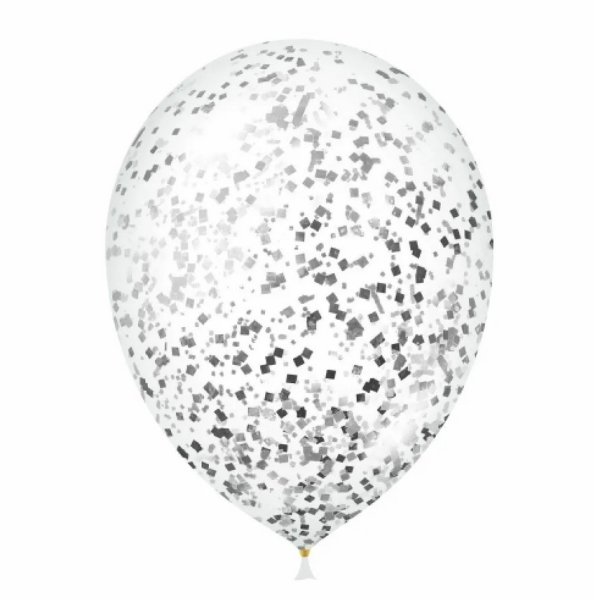 Шар прозрачный с конфетти серебро