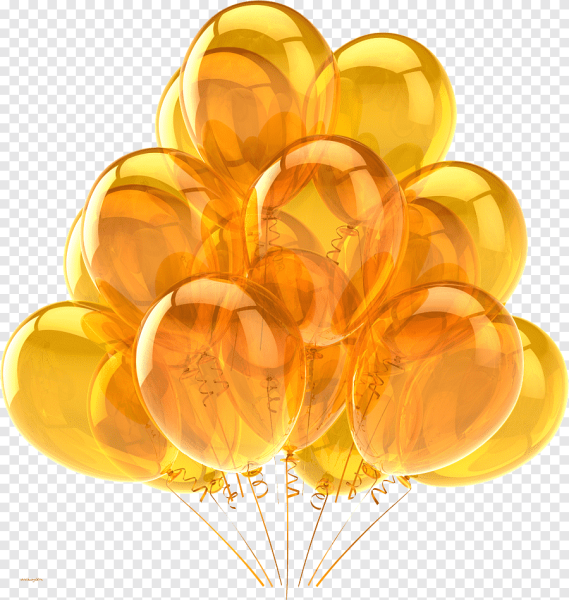 Желтый воздушный шарик на прозрачном фоне