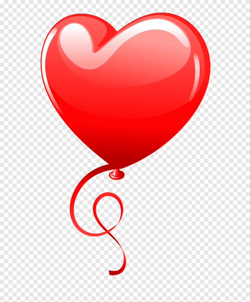 Воздушный шарик в форме сердца на прозрачном фоне