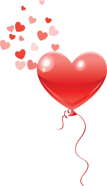 Шарики сердечки на прозрачном фоне