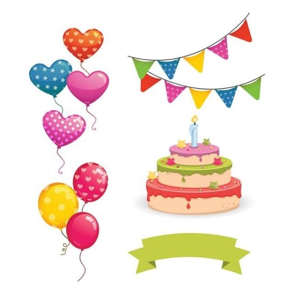 Фон для надписи с тортом и шариками