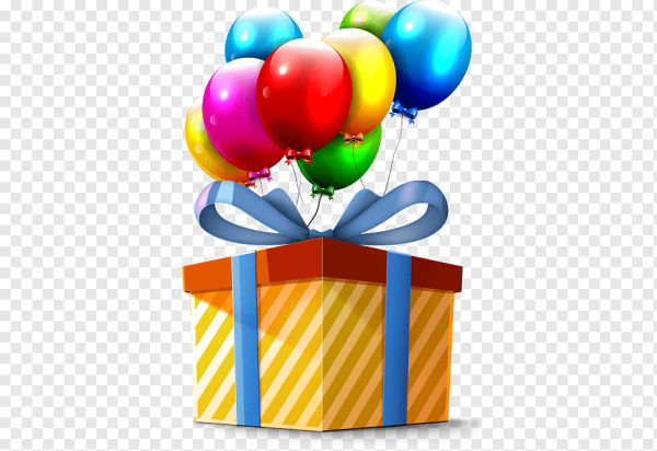 Шары и подарки на прозрачном фоне