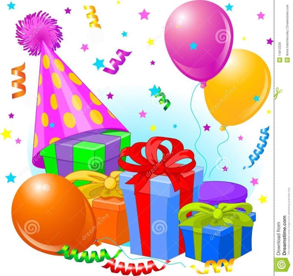 С днём рождения с тортом и шарами