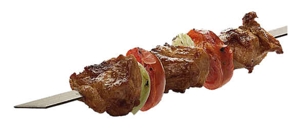Шампур с шашлыком на прозрачном фоне