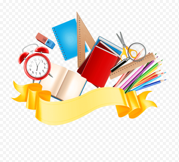 Школьные принадлежности на прозрачном фоне