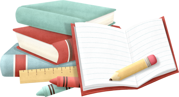 Книги тетради на прозрачном фоне