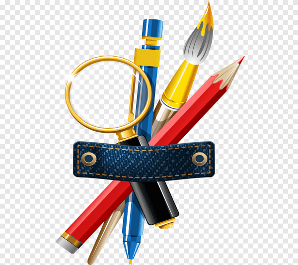 Школьные принадлежности на прозрачном фоне