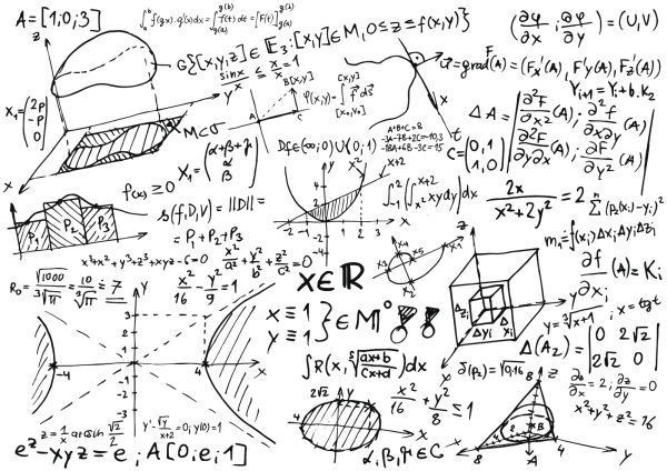 Математические вычисления на белом фоне
