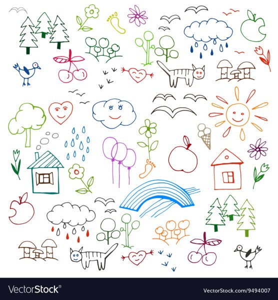 Детские каракули на белом фоне