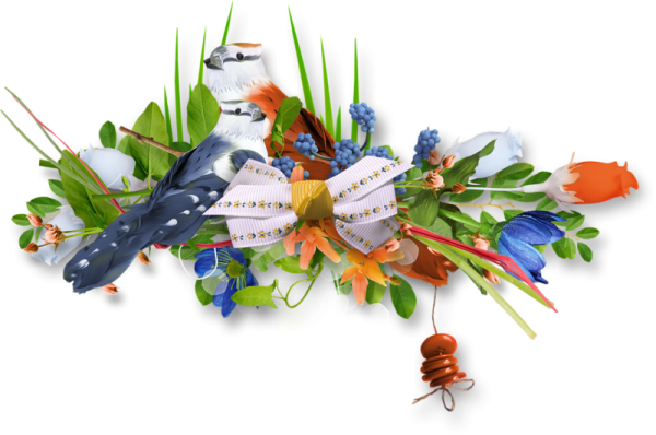 Весенние атрибуты на прозрачном фоне