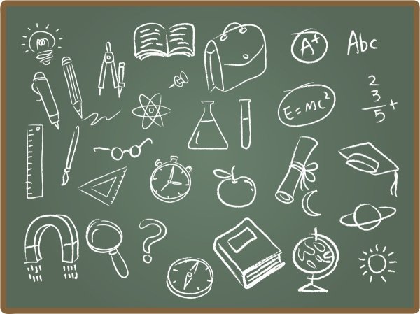 Школьная доска с надписями мелом