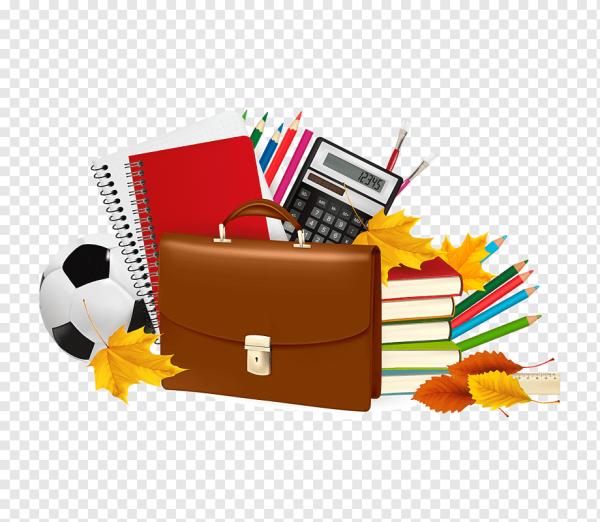 Школьные принадлежности на прозрачном фоне