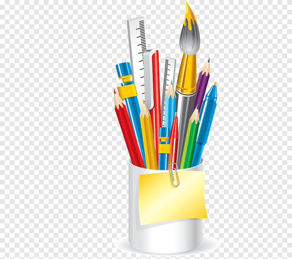 Канцелярские принадлежности на прозрачном фоне
