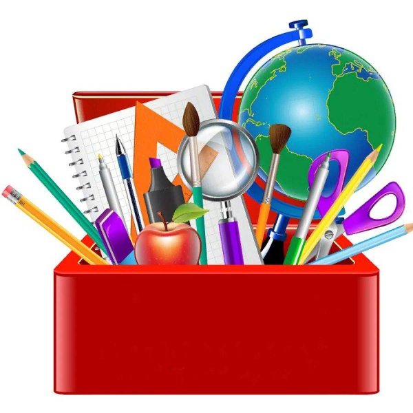 Школьные принадлежности на прозрачном фоне