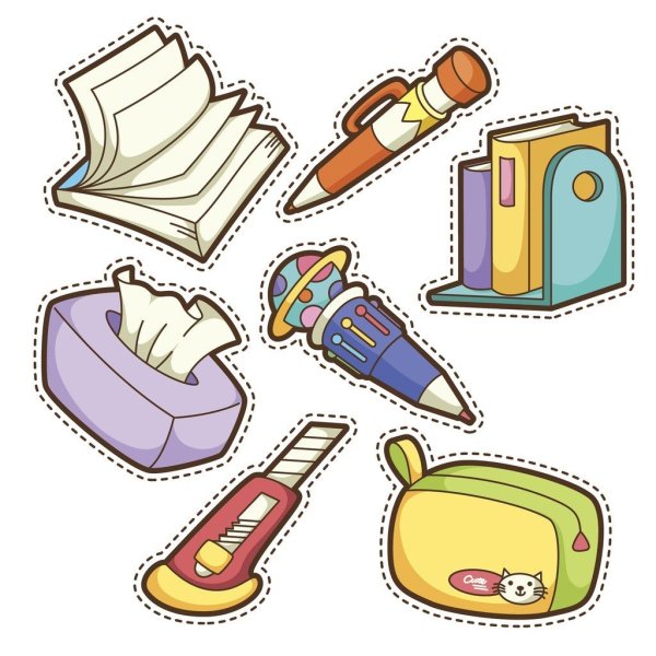 Стикеры школьные предметы