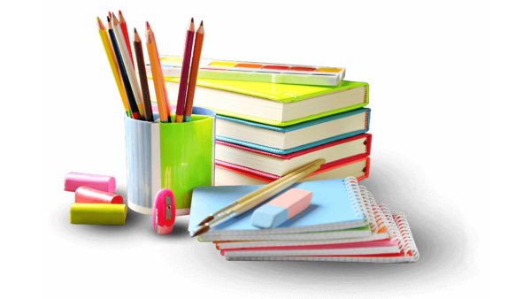 Канцелярские принадлежности на прозрачном фоне