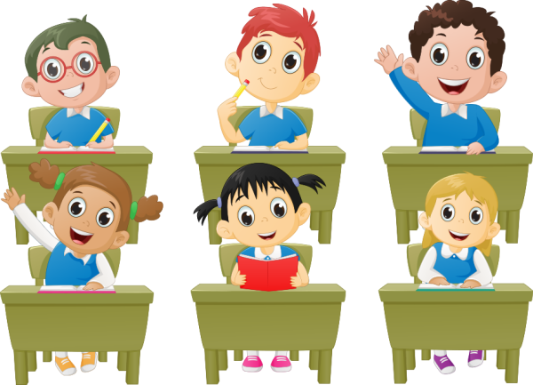 Дети за партой мультяшные