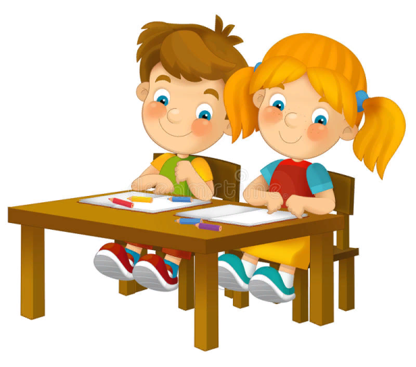 Мальчик и девочка сидят за партой