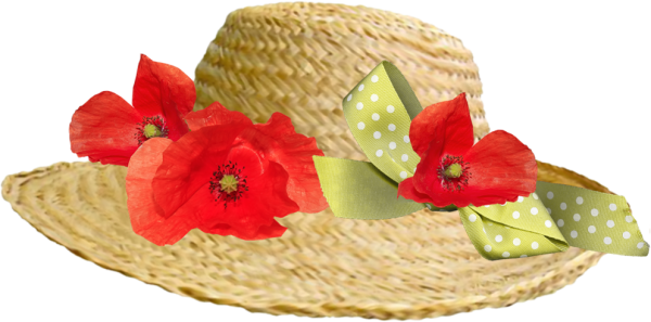 Шляпка летняя на прозрачном фоне