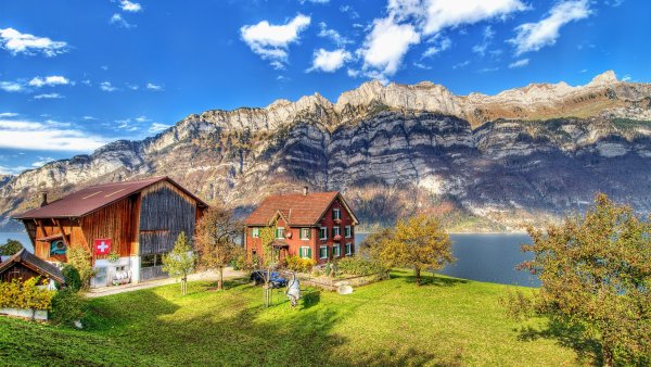 Дом в Швейцарии Альпы озеро