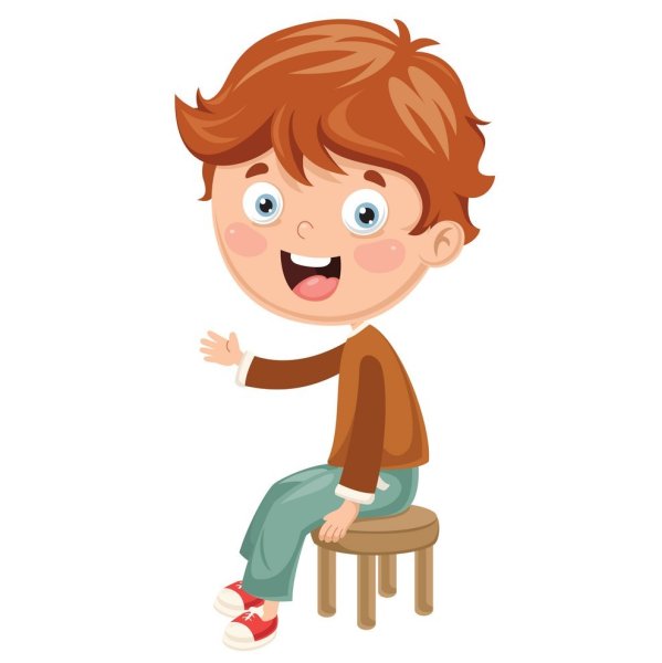 Мультяшный мальчик сидит