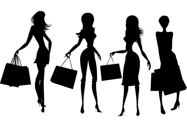 Силуэты людей с покупками